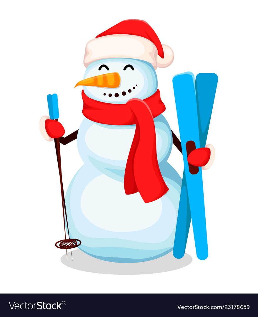 Cute snowman funny cartoon character