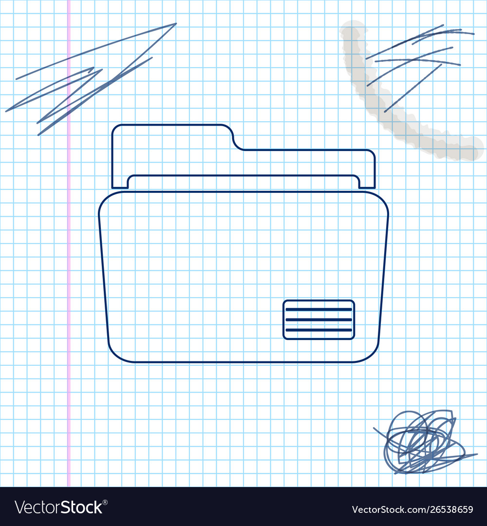 Document folder line sketch icon isolated on white Vector Image Document folder line sketch icon isolated on white