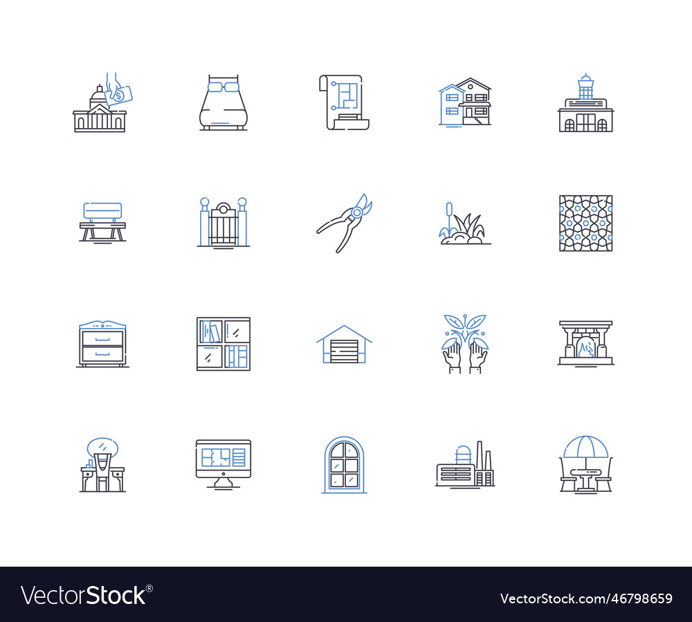 Educational program line icons collection