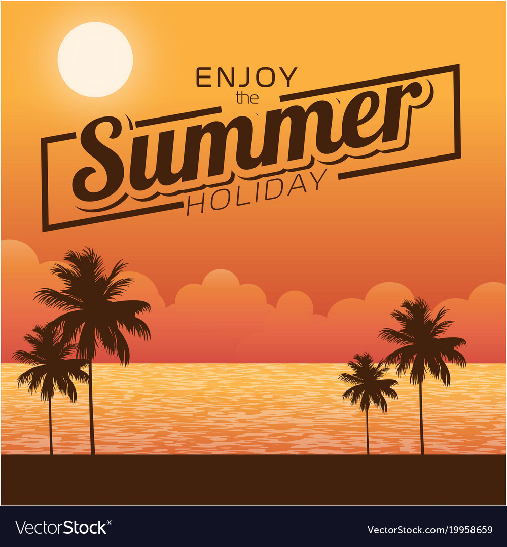 Enjoy the summer holiday sunset background Vector Image