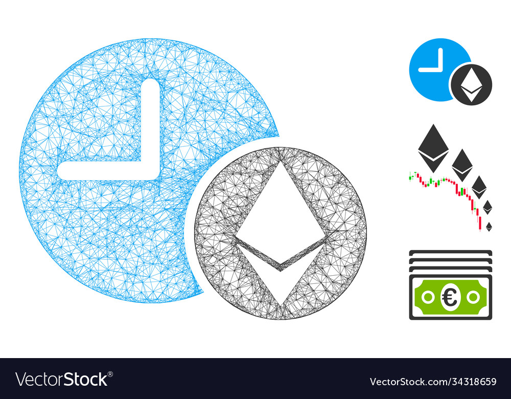 Ethereum credit clock polygonal web mesh vector image Ethereum credit clock polygonal web mesh