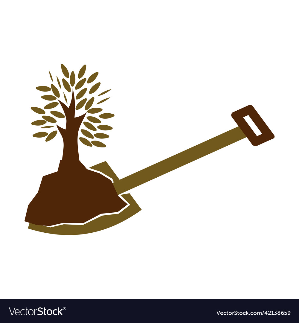 Garden shovel and tree logo icon brand identity