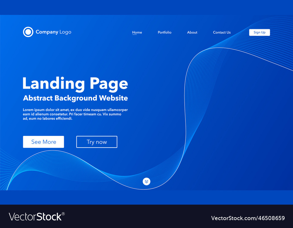 Gradient abstract wave background landing page vector image Gradient abstract wave background landing page
