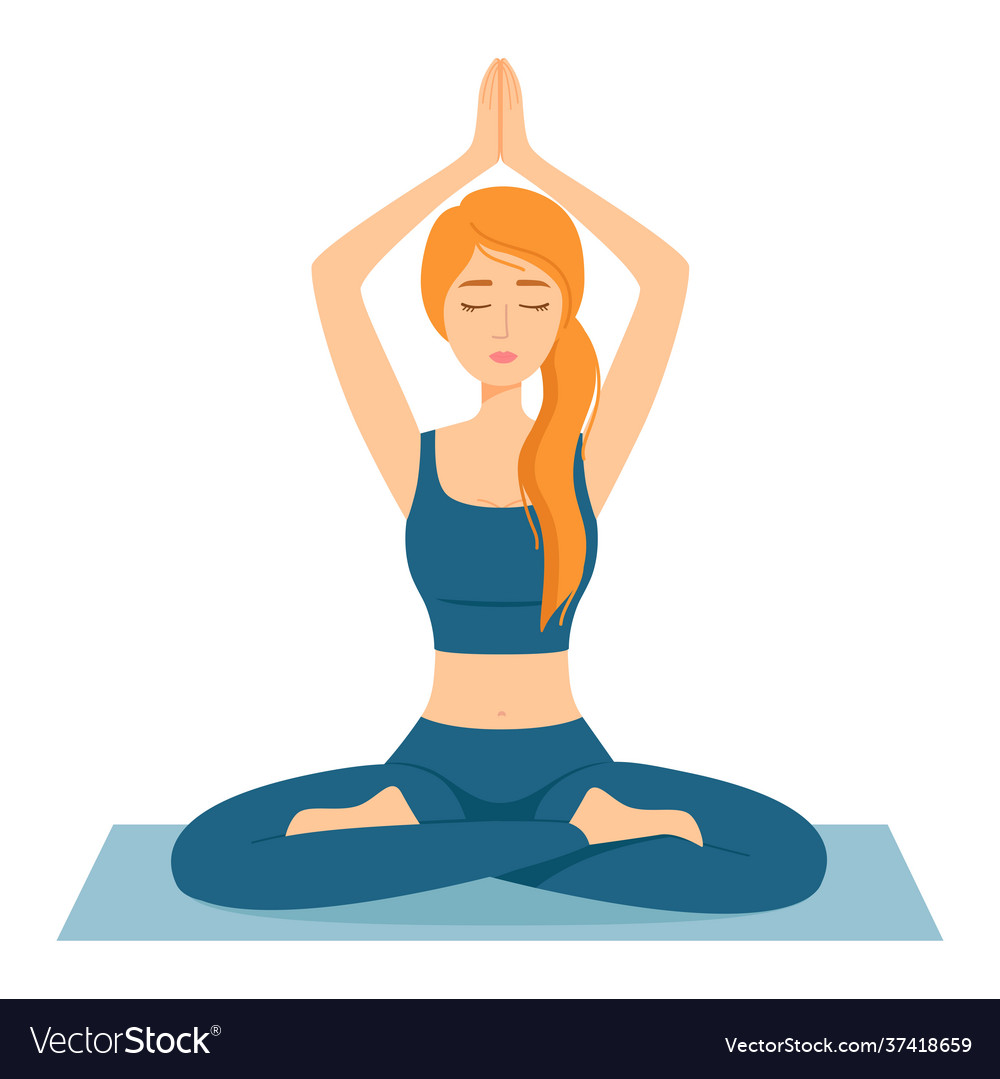 Meditating woman girl in lotus position Royalty Free Vector