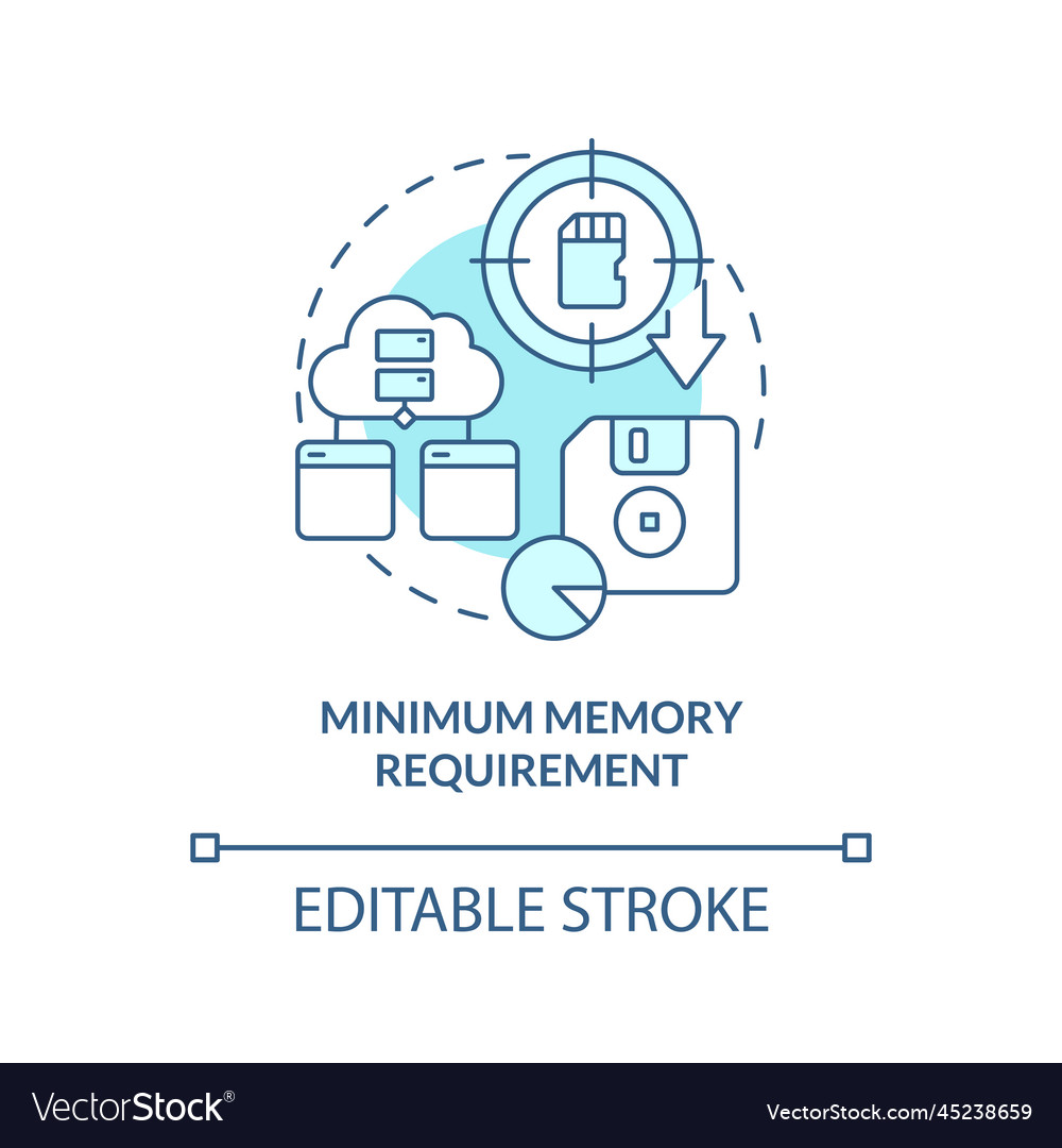 Minimum memory requirement turquoise concept icon Vector Image Minimum memory requirement turquoise concept icon