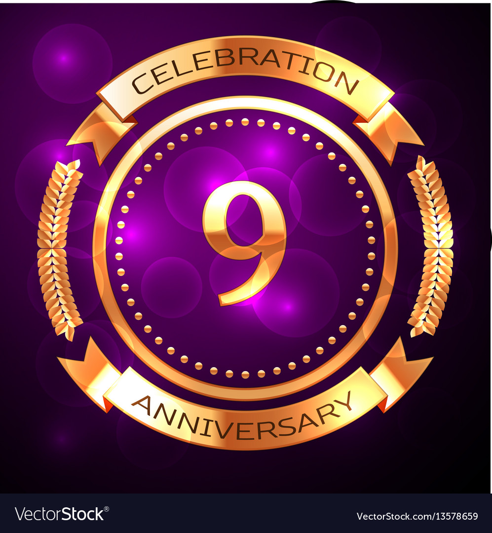 Nine years anniversary celebration with golden