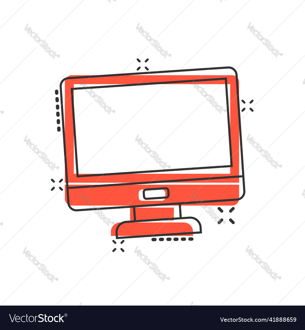 Personal computer in comic style desktop pc