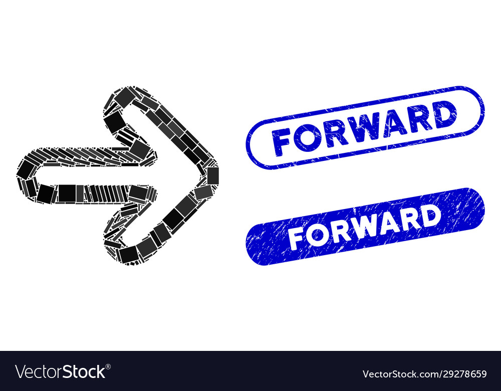 Rectangle mosaic right arrow with distress forward