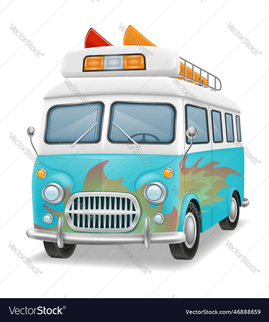 Retro mini van bus for travel and leisure