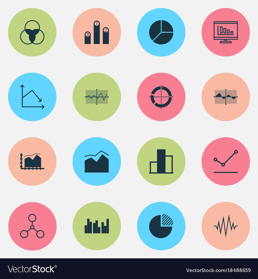 Set of graphs diagrams and statistics icons