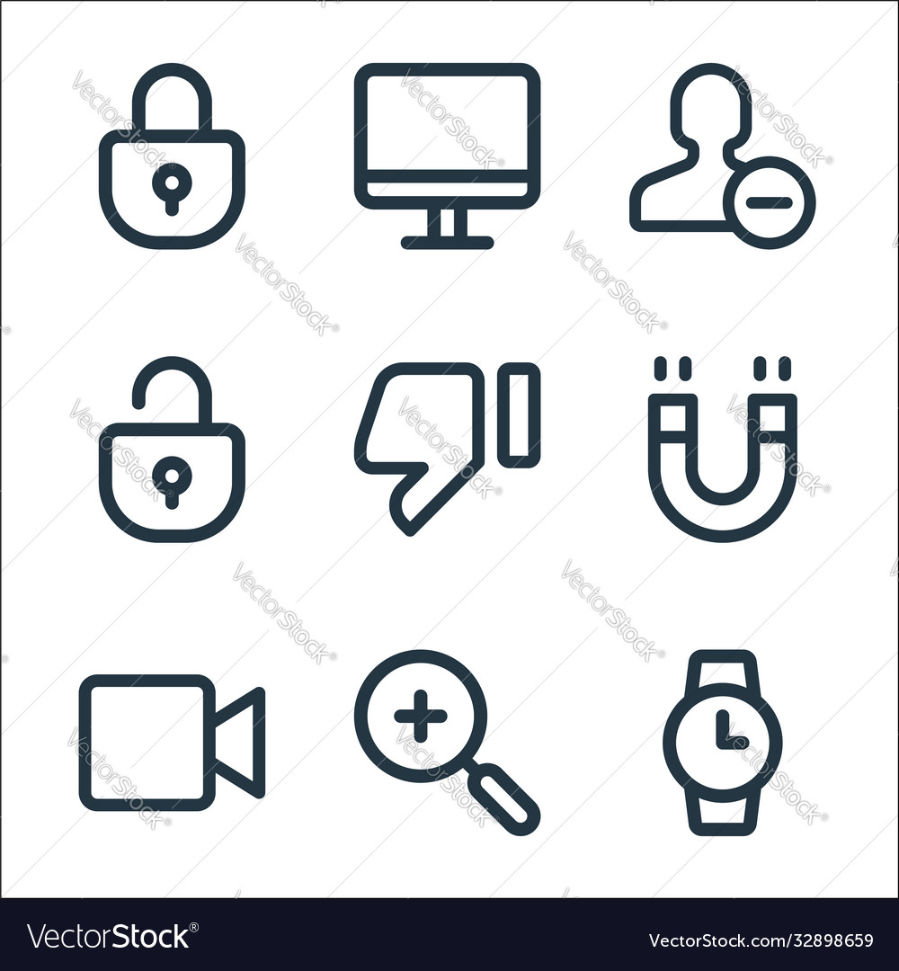 User interface line icons linear set quality vector image User interface line icons linear set quality