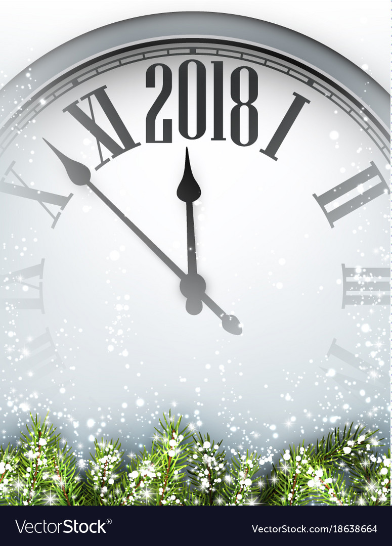 2018 new year background with clock