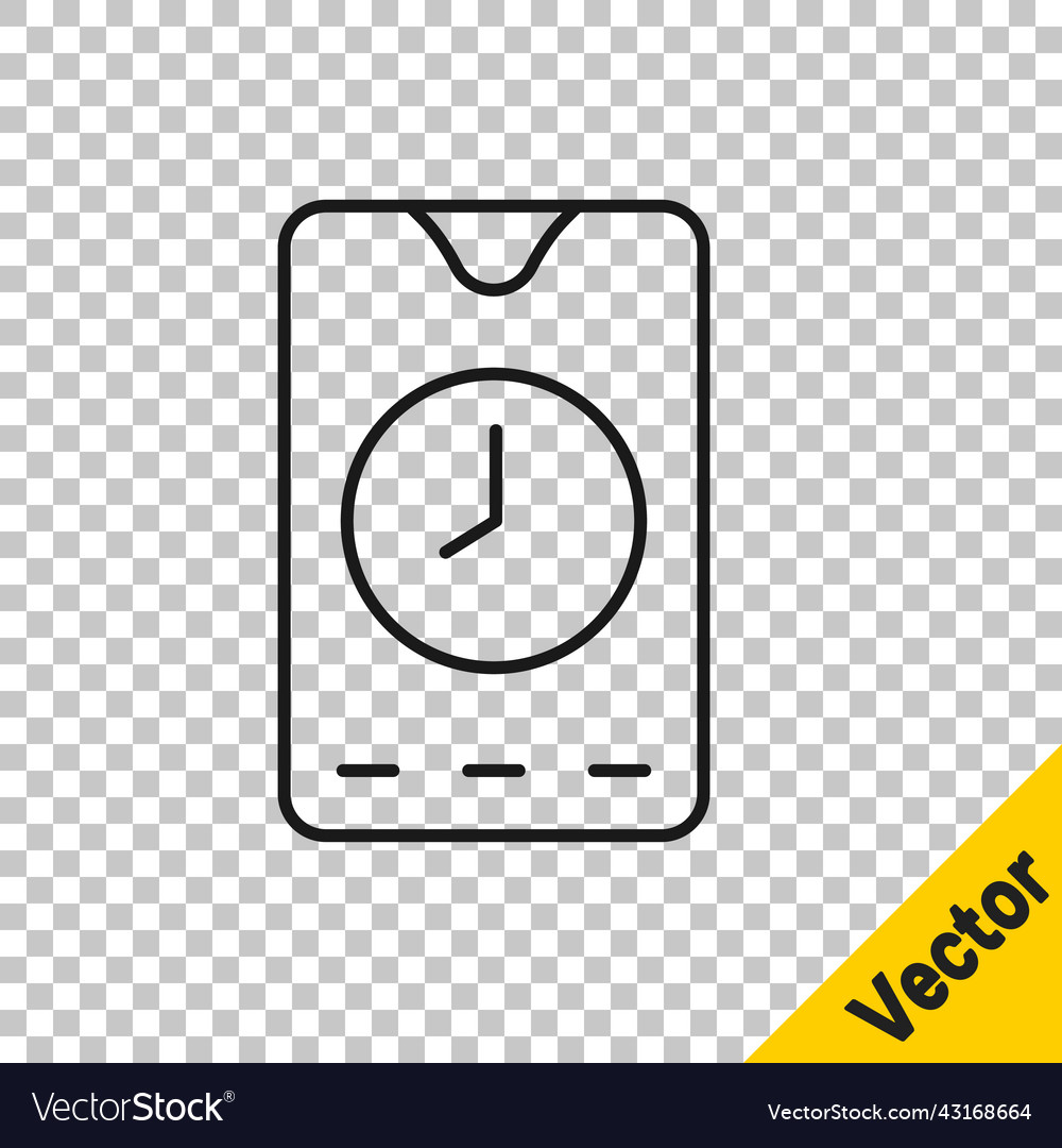 Black line alarm clock app smartphone interface vector image Black line alarm clock app smartphone interface