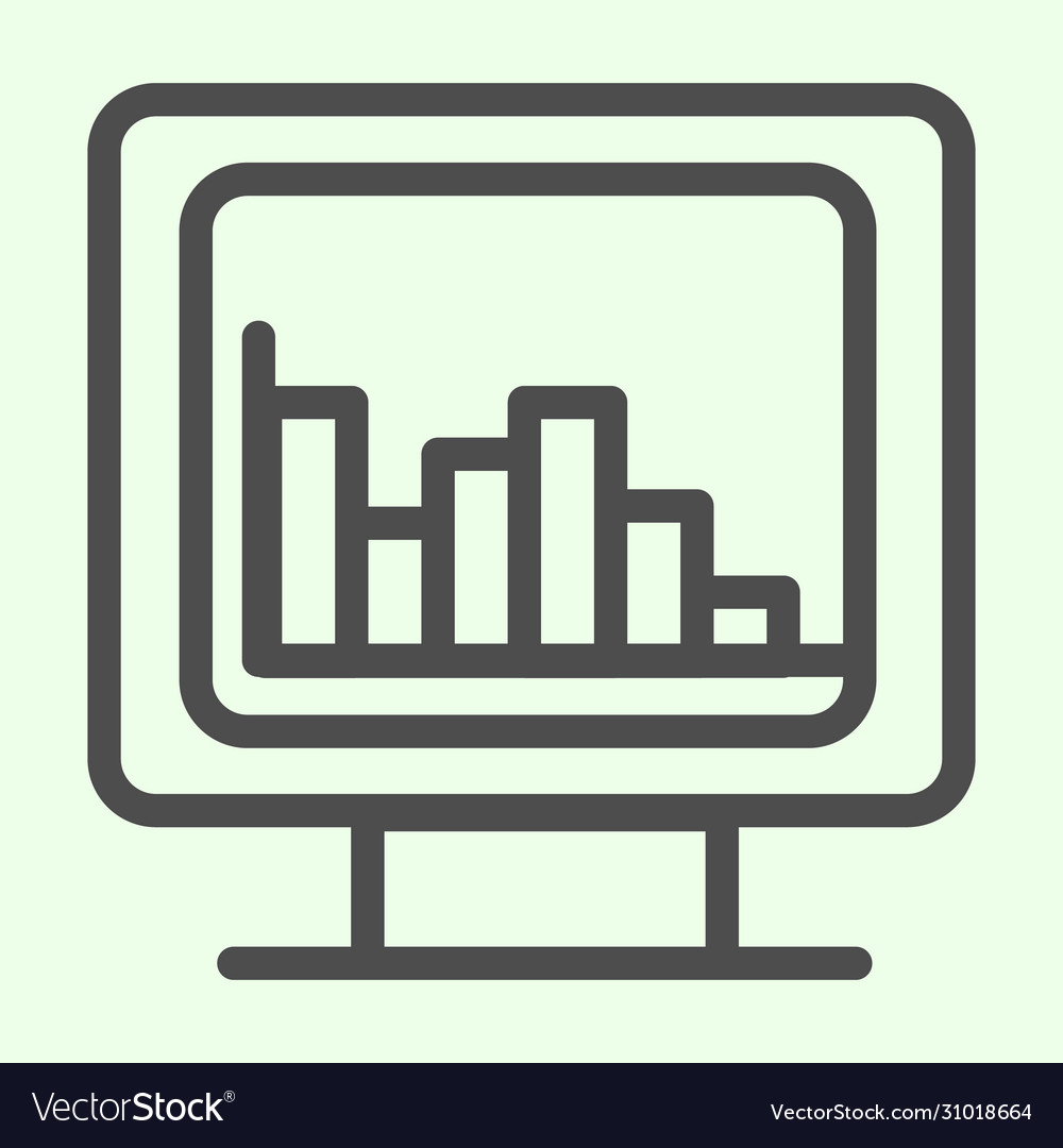 Computer graph line icon analytic or statistics vector image Computer graph line icon analytic or statistics