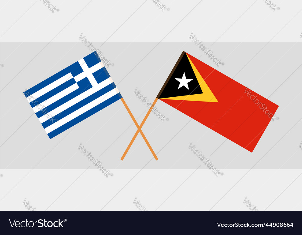 Crossed flags of east timor and greece vector image Crossed flags of east timor and greece