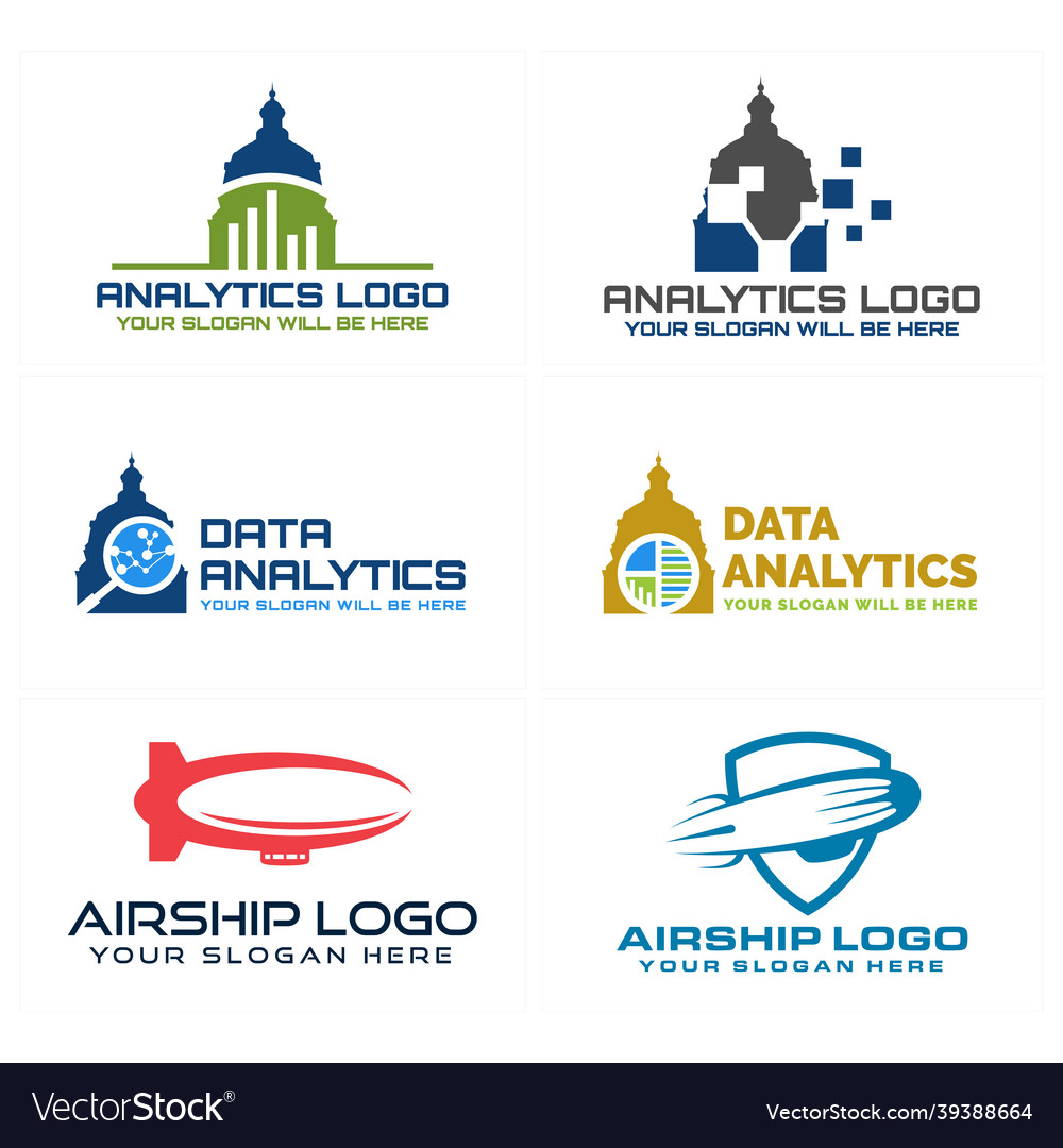 Data analytics tech building airship logo design