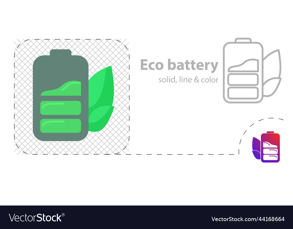 Eco battery isolated flat line icon