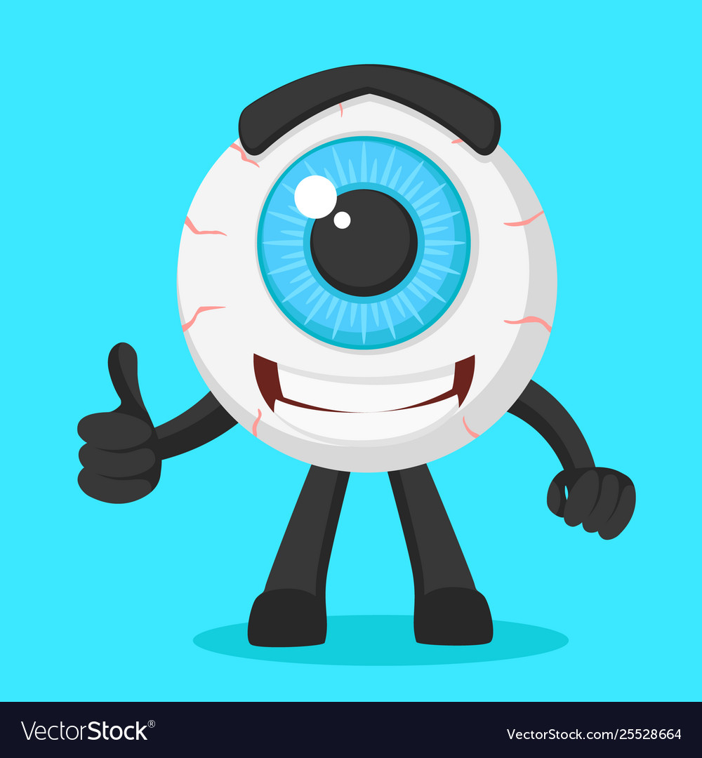 Eyes character smiling and showing like on blue