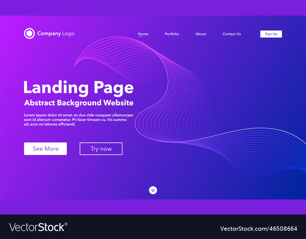 Gradient abstract wave background landing page vector image Gradient abstract wave background landing page
