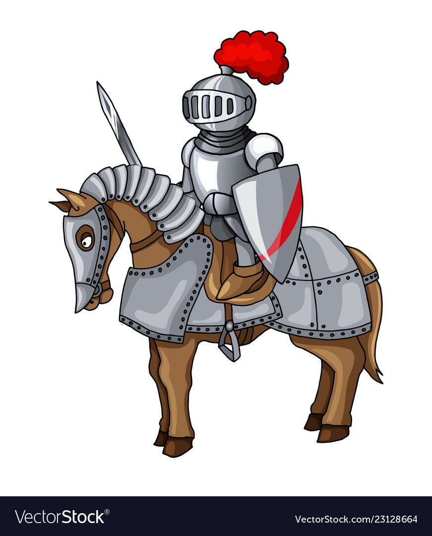 Knights suit body protection armor with sword Vector Image