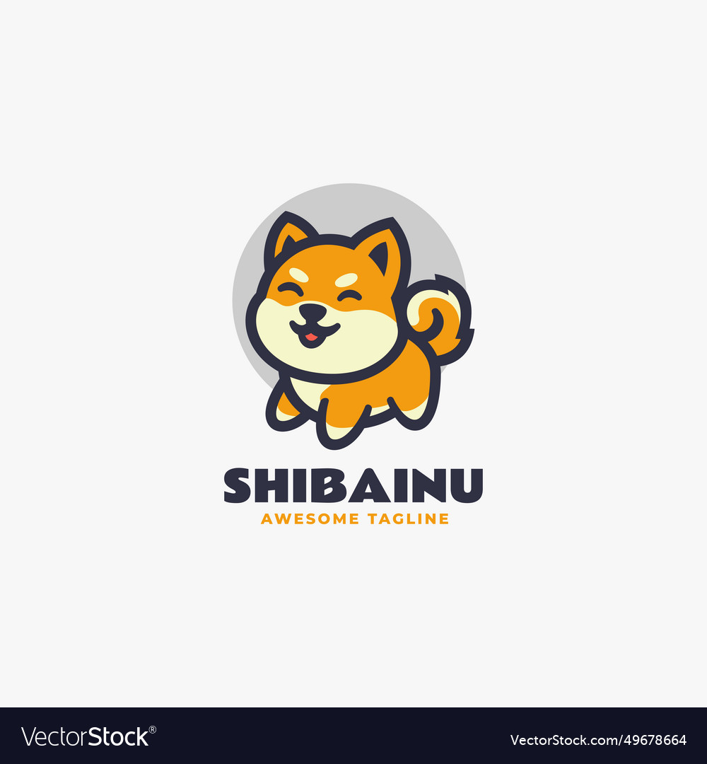 Logo shiba inu mascot cartoon style Royalty Free Vector