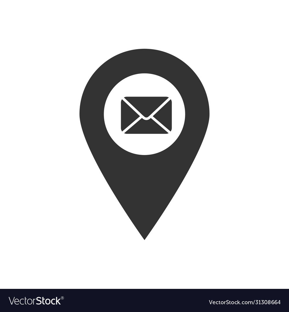 Map pointer pin with mail icon simple black vector image Map pointer pin with mail icon simple black