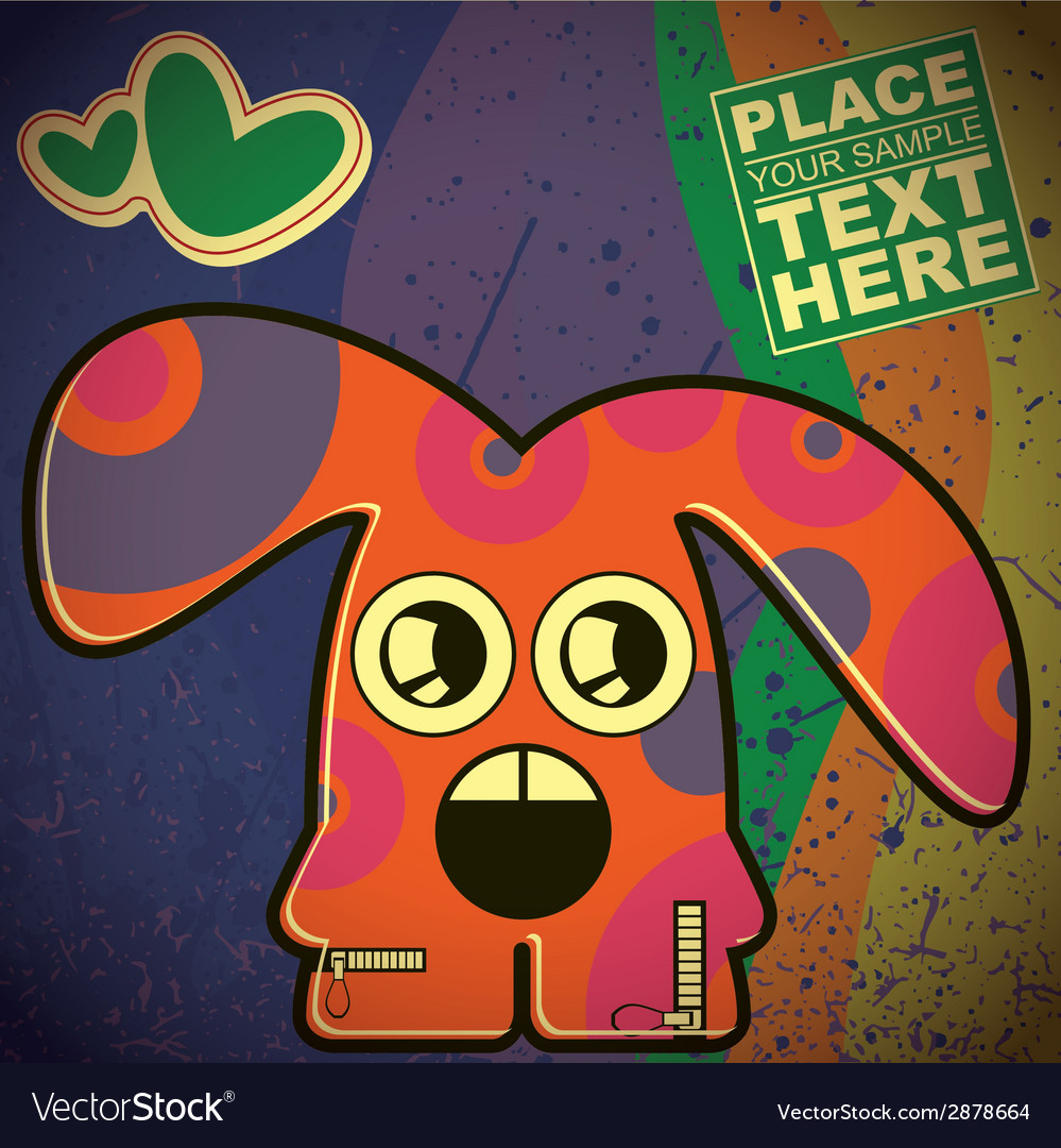 Monster on retro background Royalty Free Vector Image