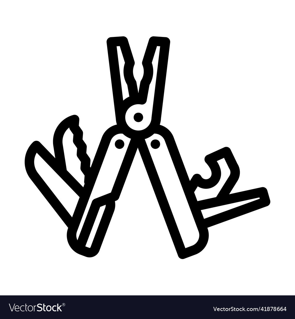 Multitool hiker tool line icon