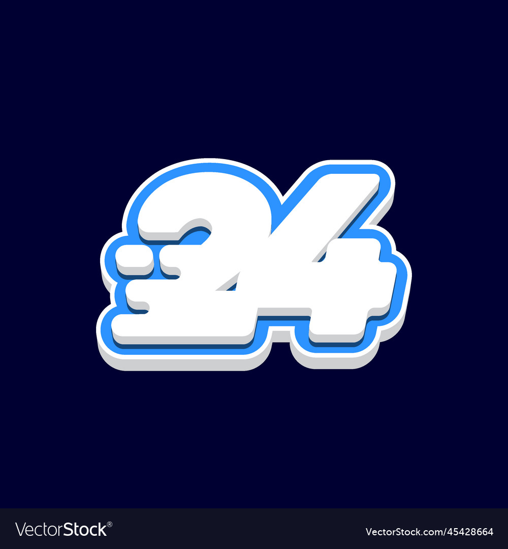 Number 24 3d fast icon Royalty Free Vector Image