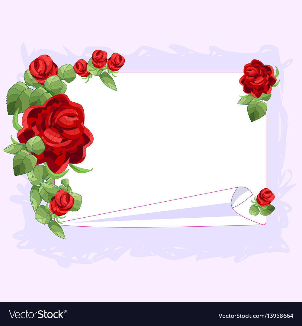 Red graphic rose frame white sheet of paper