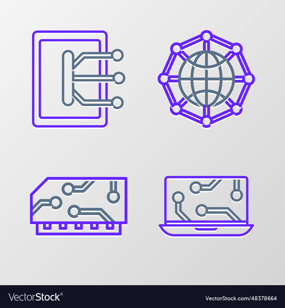 Set Zeile Laptop ram zufälligen Zugriff Speicher global vector image Set Zeile Laptop ram zufälligen Zugriff Speicher global