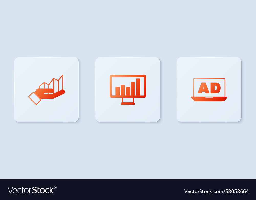 Set monitor with graph chart pie infographic