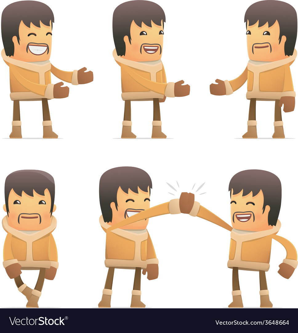 Set of eskimo character in different poses
