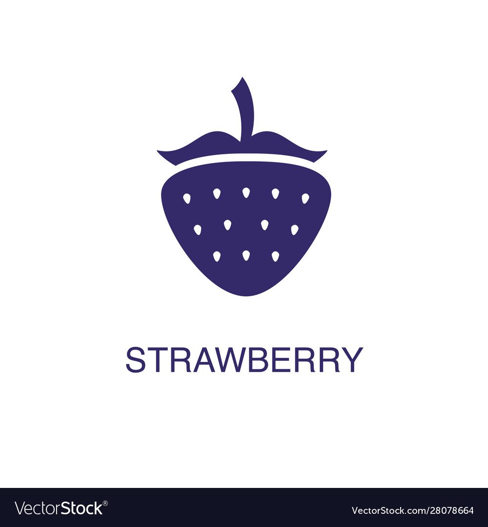 Strawberry element in flat simple style on white