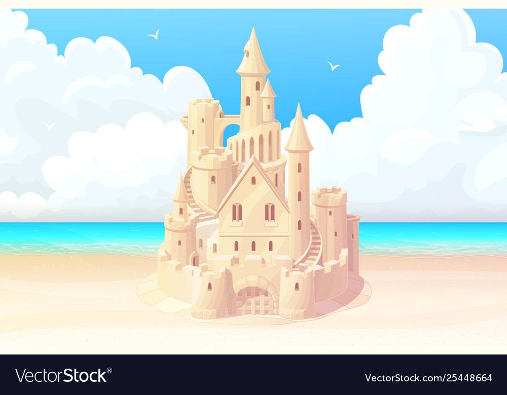 Summer sea beach sandcastle banner