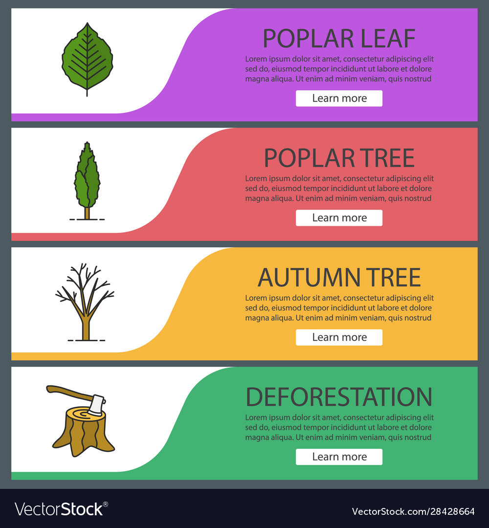 Trees web banner templates set Vector Image Trees web banner templates set