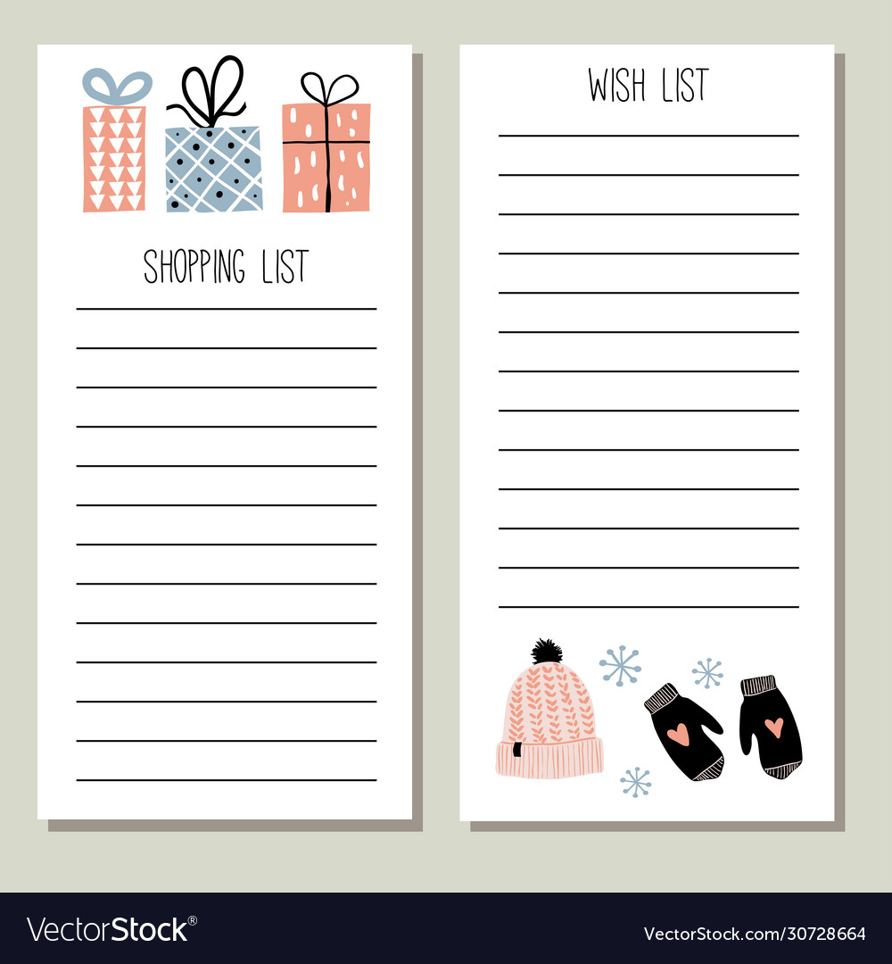 two-cards-with-shopping-and-wish-list-royalty-free-vector