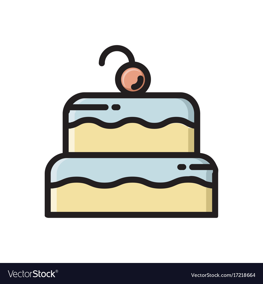 Download Two layered birthday cake icon with cherry on top Vector Image