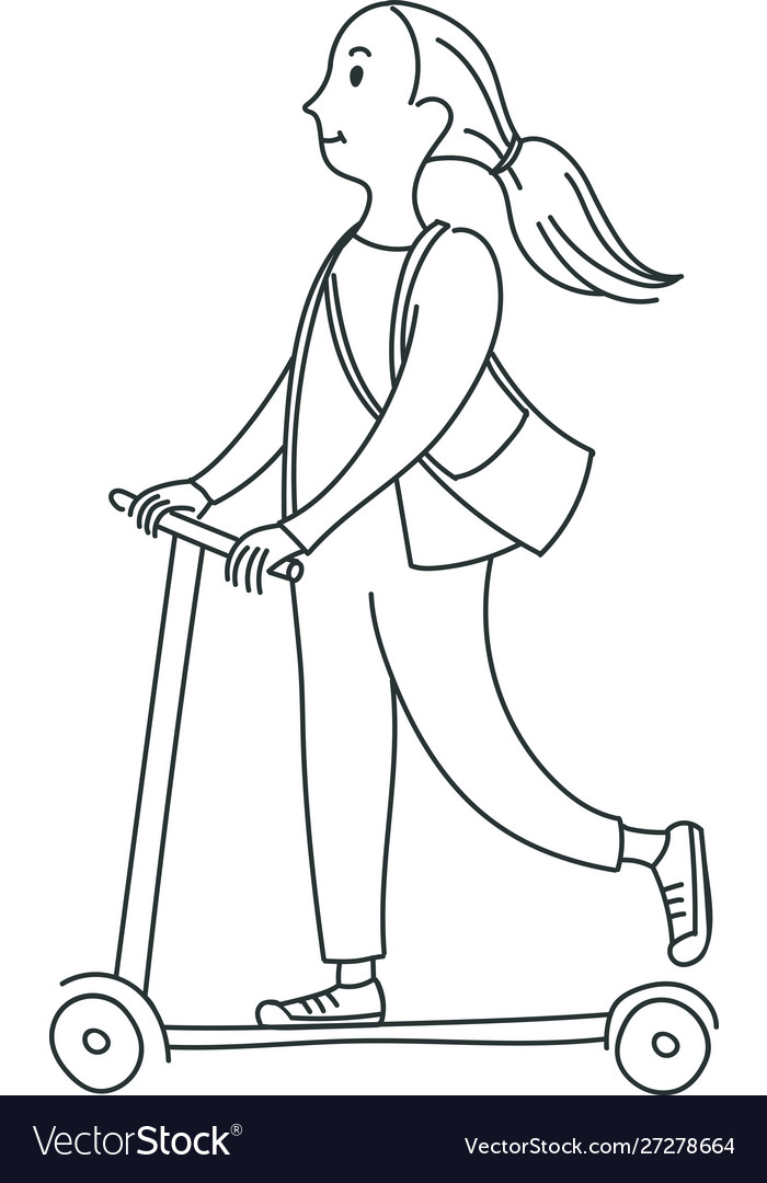 Frau Reiten auf einem Kick Roller vector image Frau Reiten auf einem Kick Roller