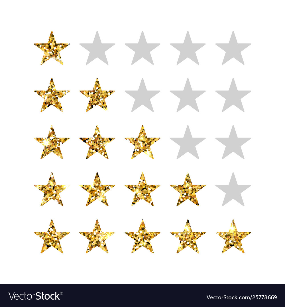 5 star rating isolated bage five stars in a row Vector Image