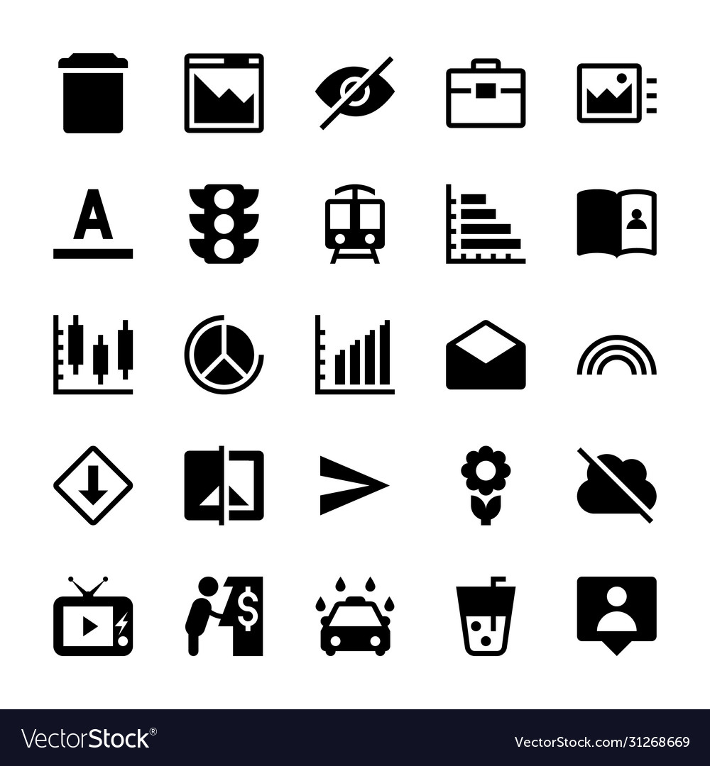 A set user interface glyph icons