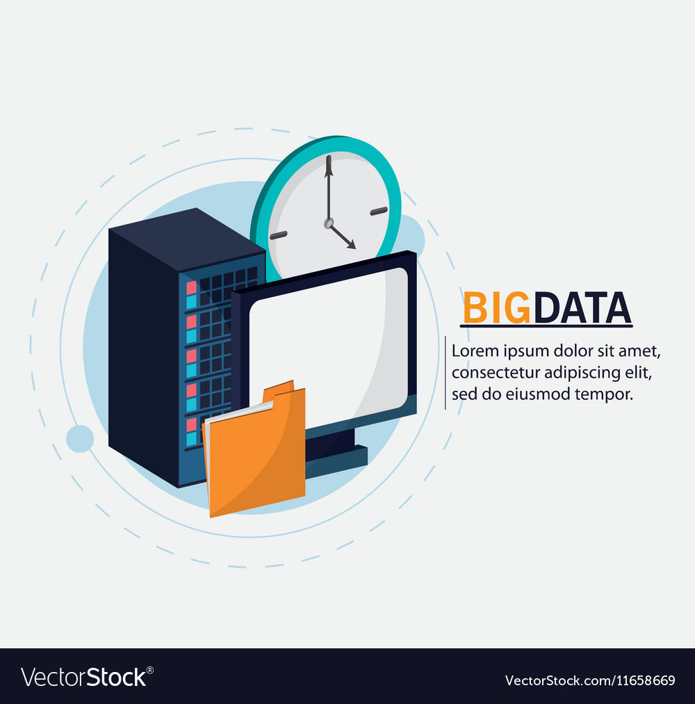 Big data center base and web hosting icon set