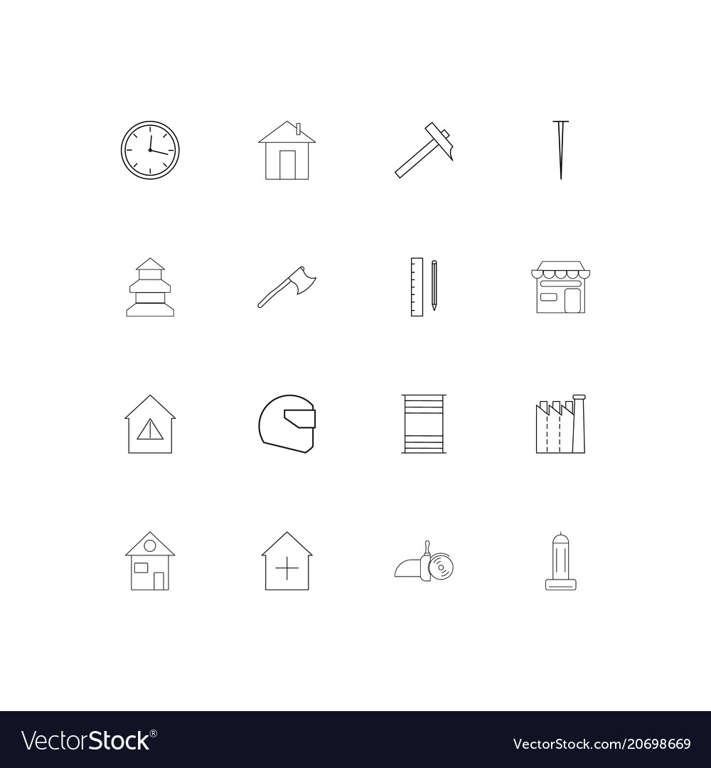 Buildings and constructions simple linear icons