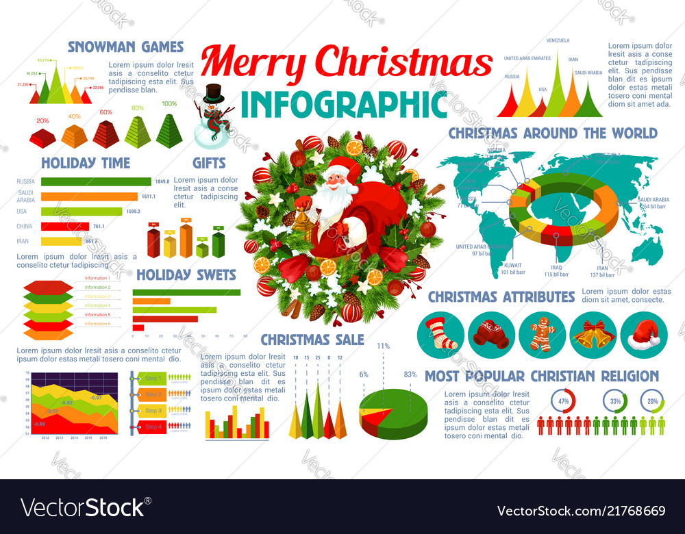 Christmas holiday infographic poster Royalty Free Vector