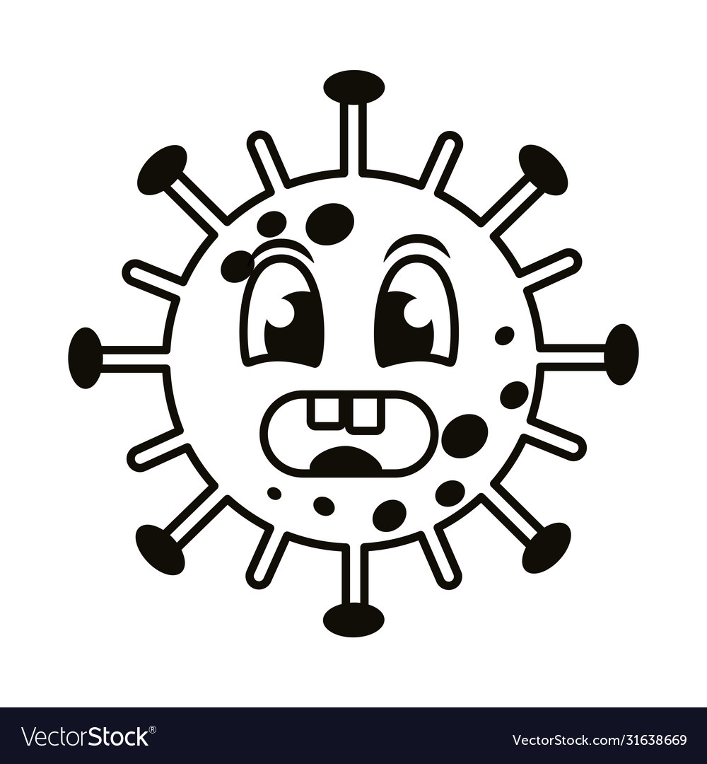 Covid19 particle happy emoticon character Vector Image