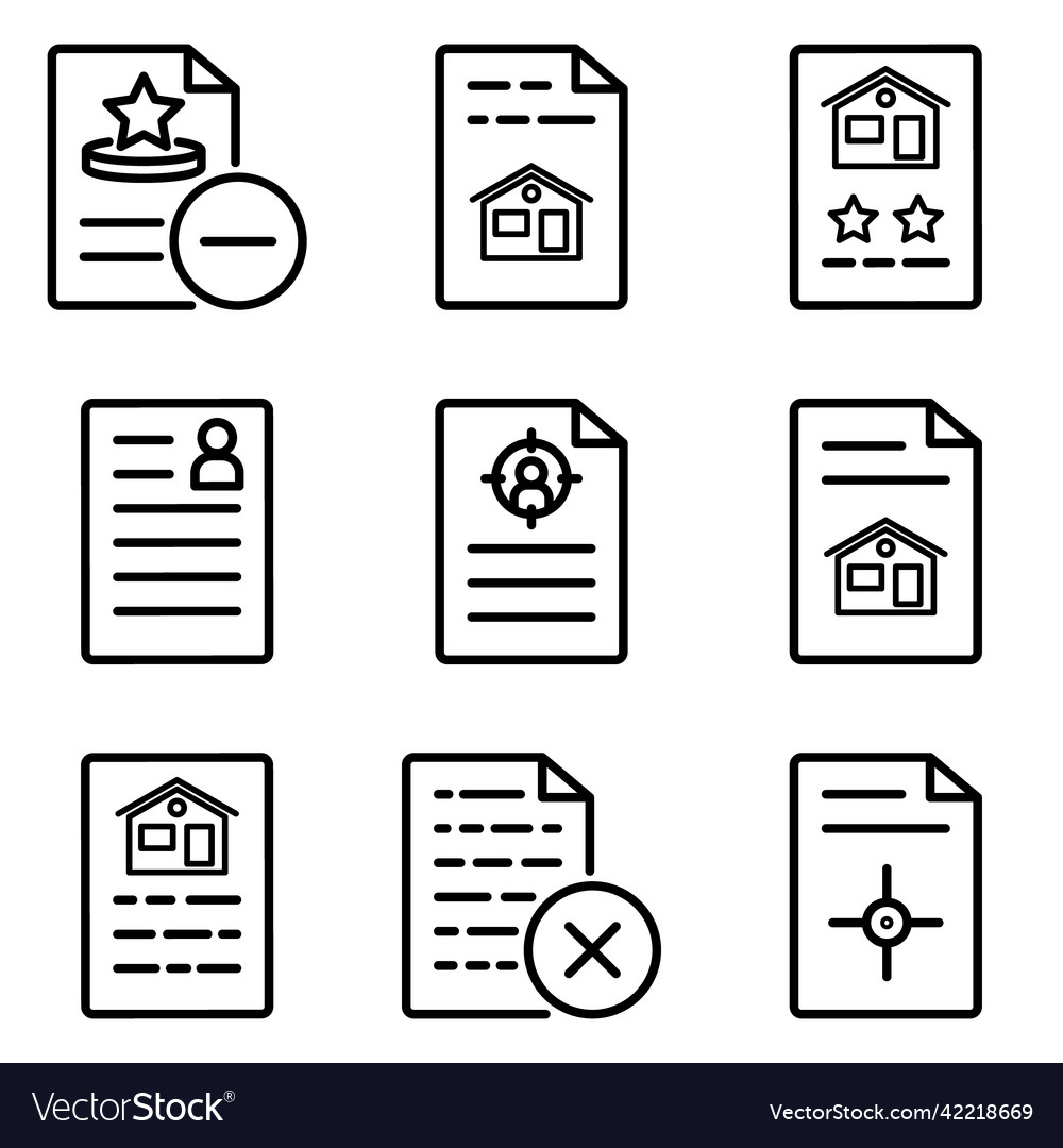 Docs1-2 flat icon set isolated on white background vector image Docs1-2 flat icon set isolated on white background