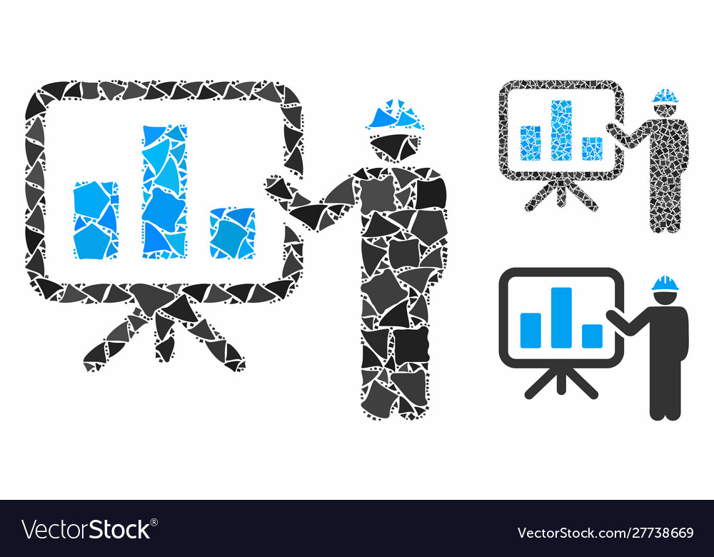 Engineer pointing chart board mosaic icon vector image Engineer pointing chart board mosaic icon