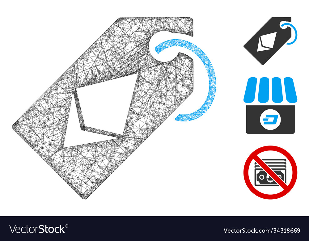Ethereum tag polygonal web mesh vector image Ethereum tag polygonal web mesh
