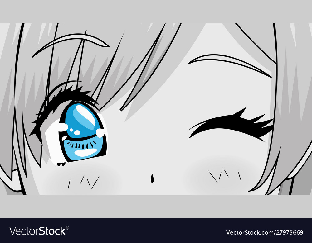 Face young woman monochrome anime style character