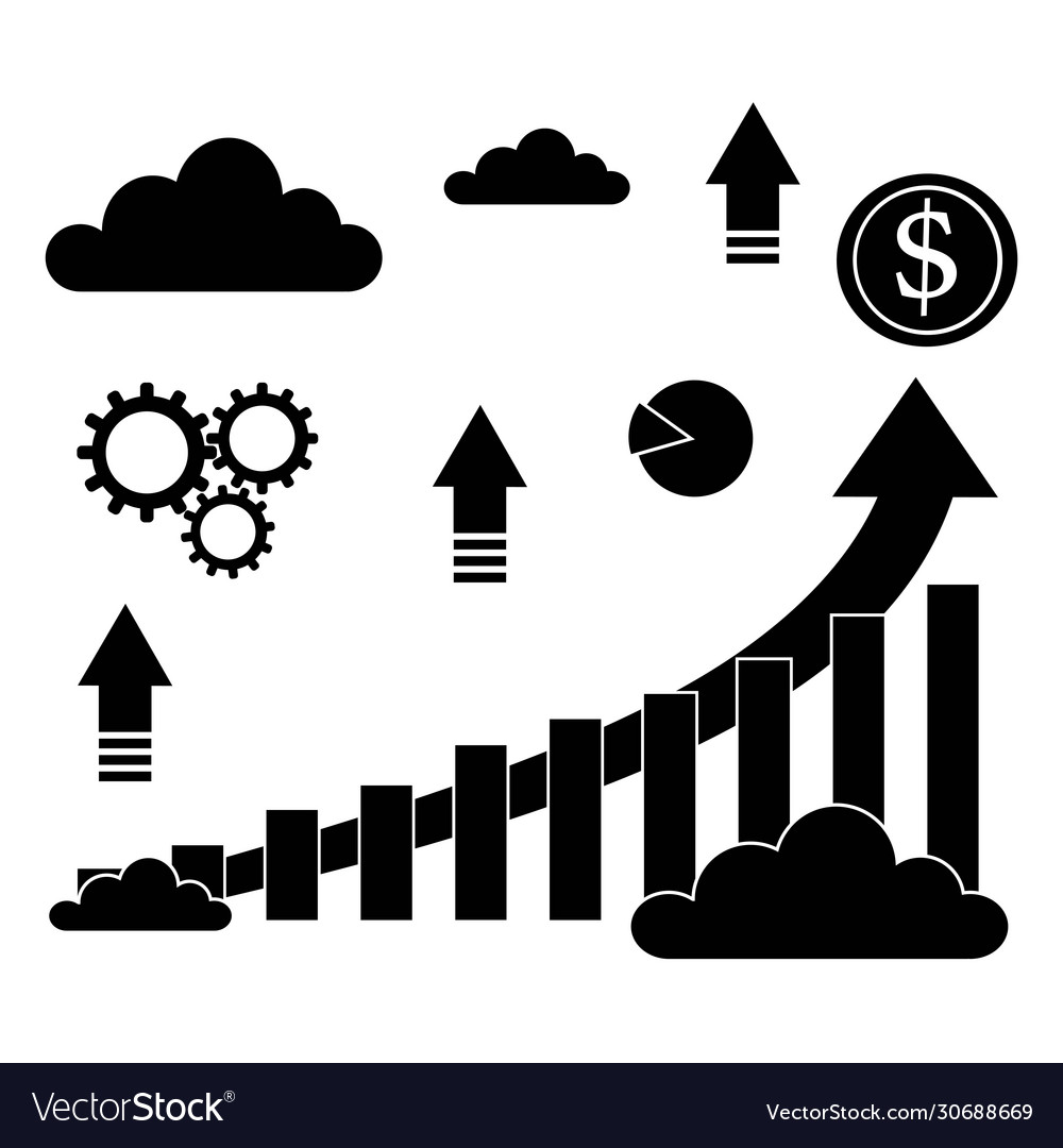 Finance progress or graph icon in black color vector image Finance progress or graph icon in black color